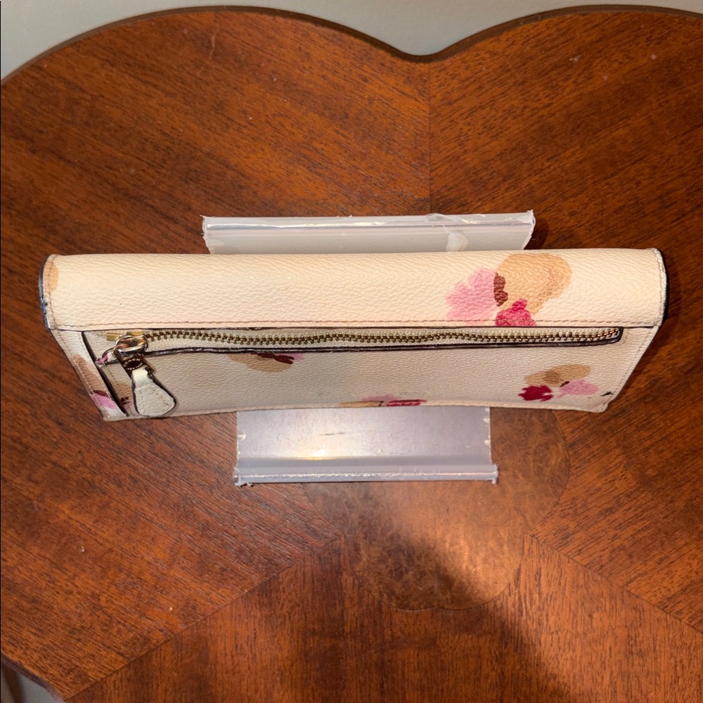 COACH Floral Continental Wallet long wallet coated canvas Pink Tan Cream goldton - Picture 7 of 16